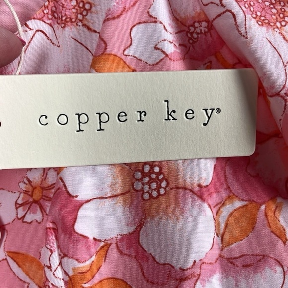 Copper Key NWT Floral Print Tie Front Puff Sleeve Babydoll Dress - Picture 11 of 11